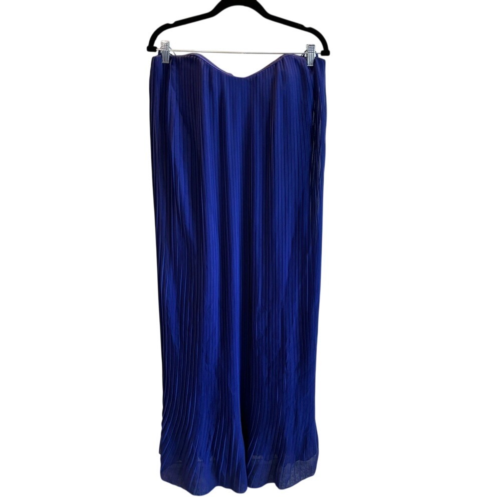 French Connection Strapless Pleated Accordion Asymmetrical Blue Dress Size 10